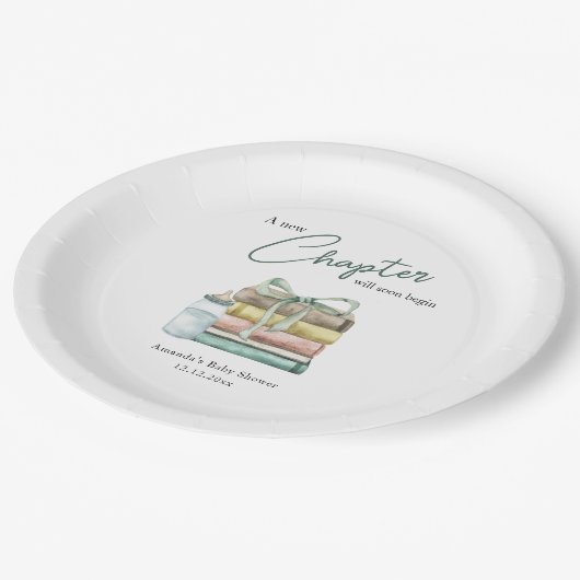 水の色の新しいチャプター赤ちゃんシャワー ペーパープレート (アングル)