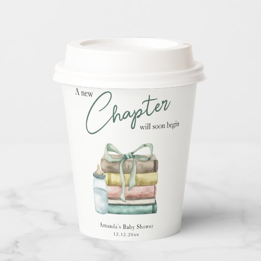 水の色の新しいチャプター赤ちゃんシャワー 紙コップ (正面)