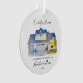 水の色の新しいホームフォト名前をカスタムするアドレス オーナメント (正面)