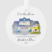 水の色の新しいホームフォト名前をカスタムするアドレス オーナメント (正面)