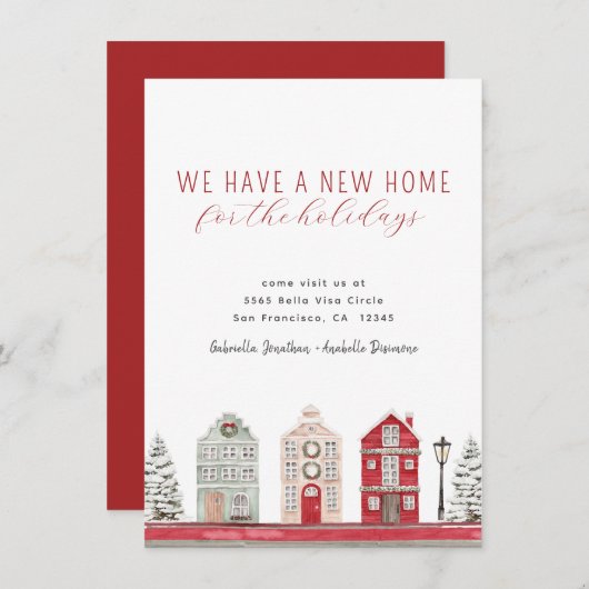 水の色の新しい家のための休日の移動 案内状 (正面/裏面)