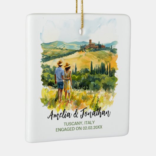 水の色の旅行の絵画カップルTuscanyイタリア セラミックオーナメント (右)
