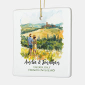 水の色の旅行の絵画カップルTuscanyイタリア セラミックオーナメント (左)