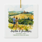 水の色の旅行の絵画カップルTuscanyイタリア セラミックオーナメント (裏面)