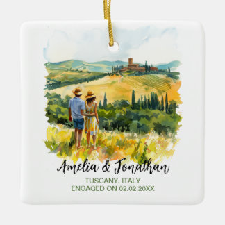 水の色の旅行の絵画カップルTuscanyイタリア セラミックオーナメント