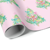 水の色の明るい色コケットクリスマスツリー ラッピングペーパー (ロールコーナー)