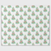 水の色の明るい色コケットクリスマスツリー ラッピングペーパー (フラット)