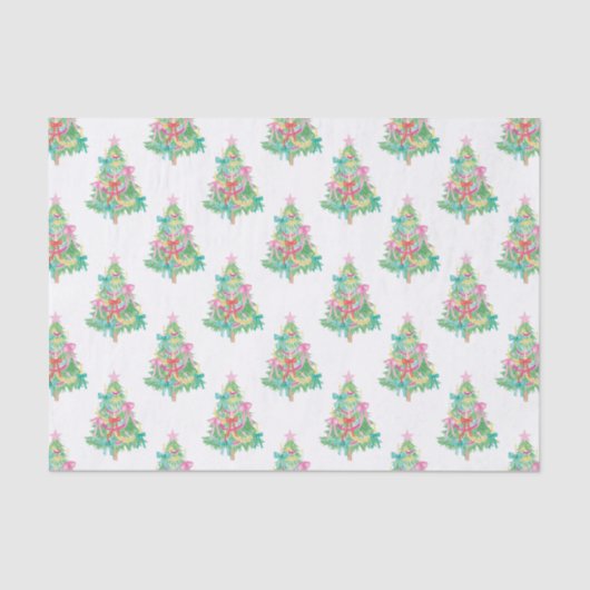 水の色の明るい色コケットクリスマスツリー 薄葉紙 (正面)