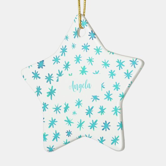 水の色の星の名前 – ターコイズ セラミックオーナメント (左)