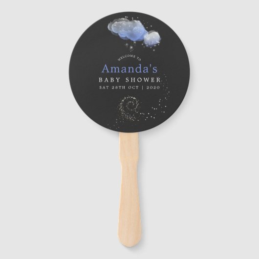 水の色の星の夜空の赤ちゃんシャワー ハンドファン (正面)