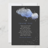 水の色の星夜空の赤ちゃんシャワーありがとう サンキューカード (正面)