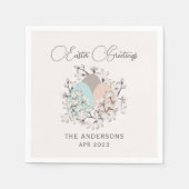 水の色の春の花卵イースター スタンダードカクテルナプキン (正面)