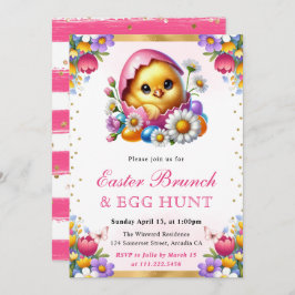 水の色の春チックインエッグイースターブランチ 招待状