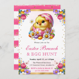 水の色の春チックインエッグイースターブランチ 招待状