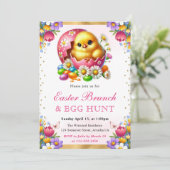 水の色の春チックインエッグイースターブランチ 招待状 (スタンド正面)
