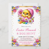 水の色の春チックインエッグイースターブランチ 招待状 (正面)