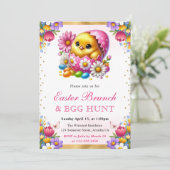 水の色の春チックインエッグイースターブランチ 招待状 (スタンド正面)
