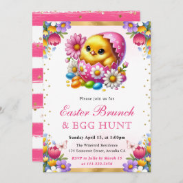 水の色の春チックインエッグイースターブランチ 招待状