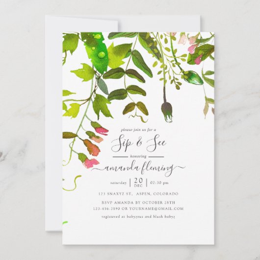 水の色の春緑の園区と見る 招待状 (正面)