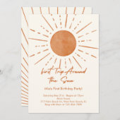 水の色の最初のトリップザのまわりにサン誕生日 招待状 (正面/裏面)