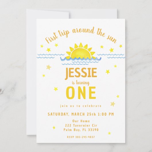 水の色の最初の旅のまわりに日の招待状- 招待状 (正面)