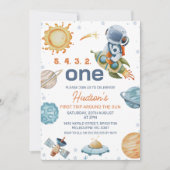 水の色の最初の旅のまわりに日の最初の誕生日 招待状 (正面)