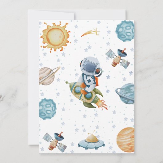 水の色の最初の旅のまわりに日の最初の誕生日 招待状 (裏面)