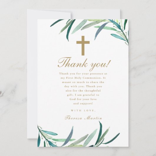 水の色の最初の聖餐会の写真ありがとう 案内状 (正面)