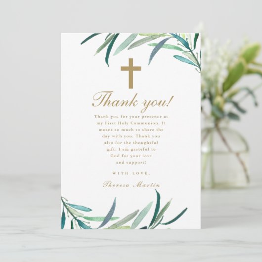 水の色の最初の聖餐会の写真ありがとう 案内状 (スタンド正面)