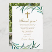 水の色の最初の聖餐会の写真ありがとう 案内状 (正面/裏面)