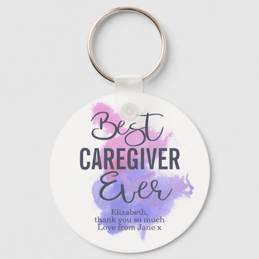 水の色の最高の介護者が常に感謝 キーホルダー (正面)