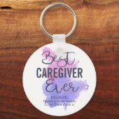 水の色の最高の介護者が常に感謝 キーホルダー (正面)
