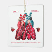 水の色の最高の友だち1枚の写真が自分の写真に合熱狂するう セラミックオーナメント (左)