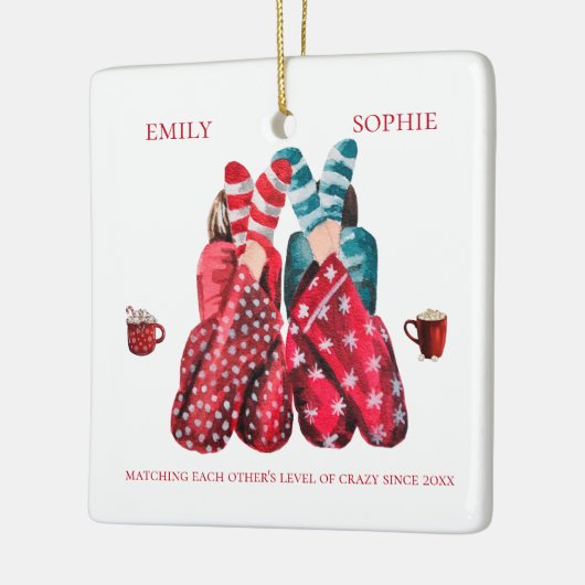 水の色の最高の友だち1枚の写真が自分の写真に合熱狂するう セラミックオーナメント (左)