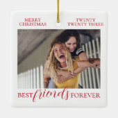 水の色の最高の友だち1枚の写真が自分の写真に合熱狂するう セラミックオーナメント (裏面)