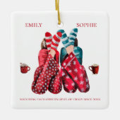 水の色の最高の友だち1枚の写真が自分の写真に合熱狂するう セラミックオーナメント (正面)