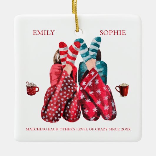 水の色の最高の友だち1枚の写真が自分の写真に合熱狂するう セラミックオーナメント (正面)