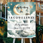 水の色の月と雲の赤ちゃんシャワー歓迎サイン ポスター