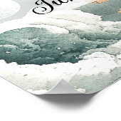 水の色の月と雲の赤ちゃんシャワー歓迎サイン ポスター (角)