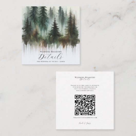 水の色の木々の素朴荒野詳細 スクエア名刺 (正面/裏面)