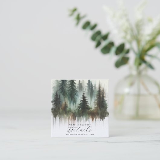 水の色の木々の素朴荒野詳細 スクエア名刺 (スタンド正面)