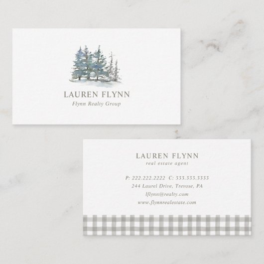 水の色の木々実在エステートエージェントグレープレイド 名刺 (正面/裏面)