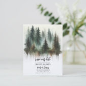 水の色の木々素朴の荒野の日付を保存 招待状 (スタンド正面)