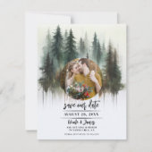 水の色の木々素朴の荒野の日付を保存 招待状 (正面)