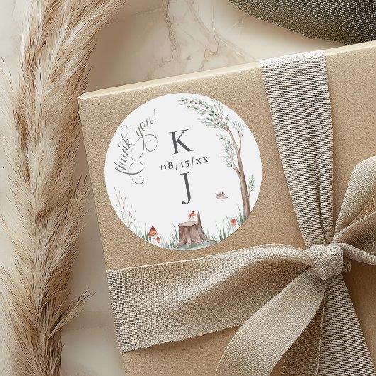 水の色の木お洒落の結婚ありがとう ラウンドシール