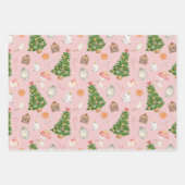 水の色の木のギフトキャンディーケーンクリスマスパターン ラッピングペーパーシート (正面3)