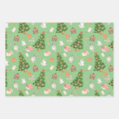 水の色の木のギフトキャンディーケーンクリスマスパターン ラッピングペーパーシート (正面2)