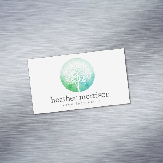 水の色の木のヨガとウェルネス磁気 マグネット名刺 (インサイチュ)