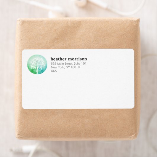 水の色の木のヨガとウェルネス ラベル (インサイチュ)