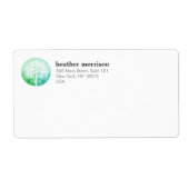 水の色の木のヨガとウェルネス ラベル (正面)